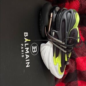Balmain Black and Lime Sneakers